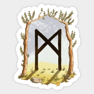 rune mannaz - magical symbol Sticker